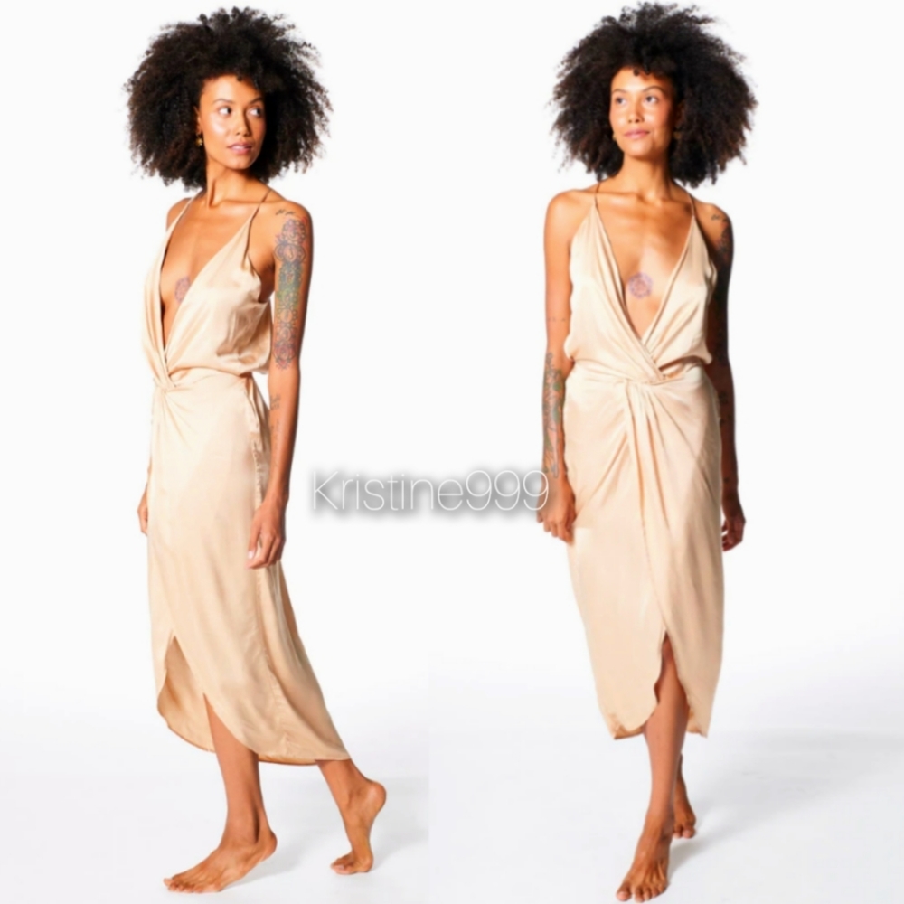 Young Fabulous & Broke Siren Slip Dress in Silky Camel Sand Beige NEW 2022 - Picture 3 of 4
